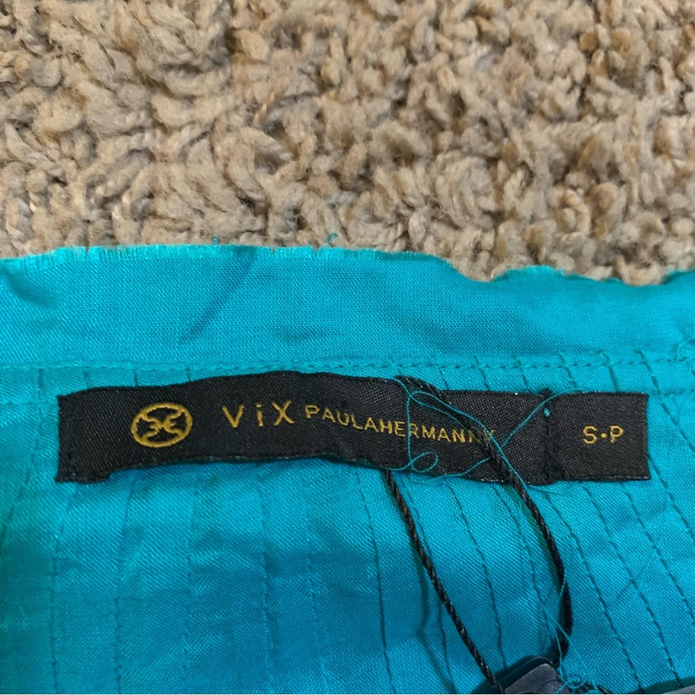 NWT VIX Paula Hermanny Sara Caftan Coverup Dress Small Tahiti Blue Teal - Picture 6 of 14
